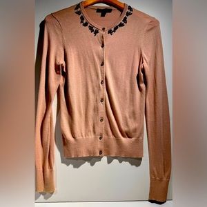 Ann Taylor L/S Cardigan w/ Embellished Neckline